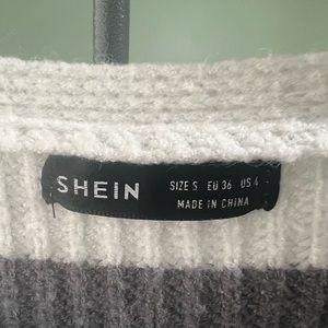 Grey Striped Oversized Sweater Cardigan